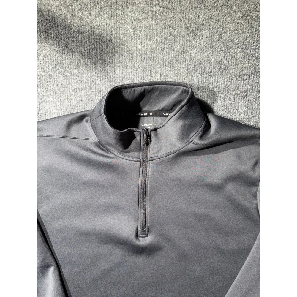 Layer 8 Mens Qwick-Dry Quarter Zip Pullover Charcoal Gray Athletic Shirt Large
